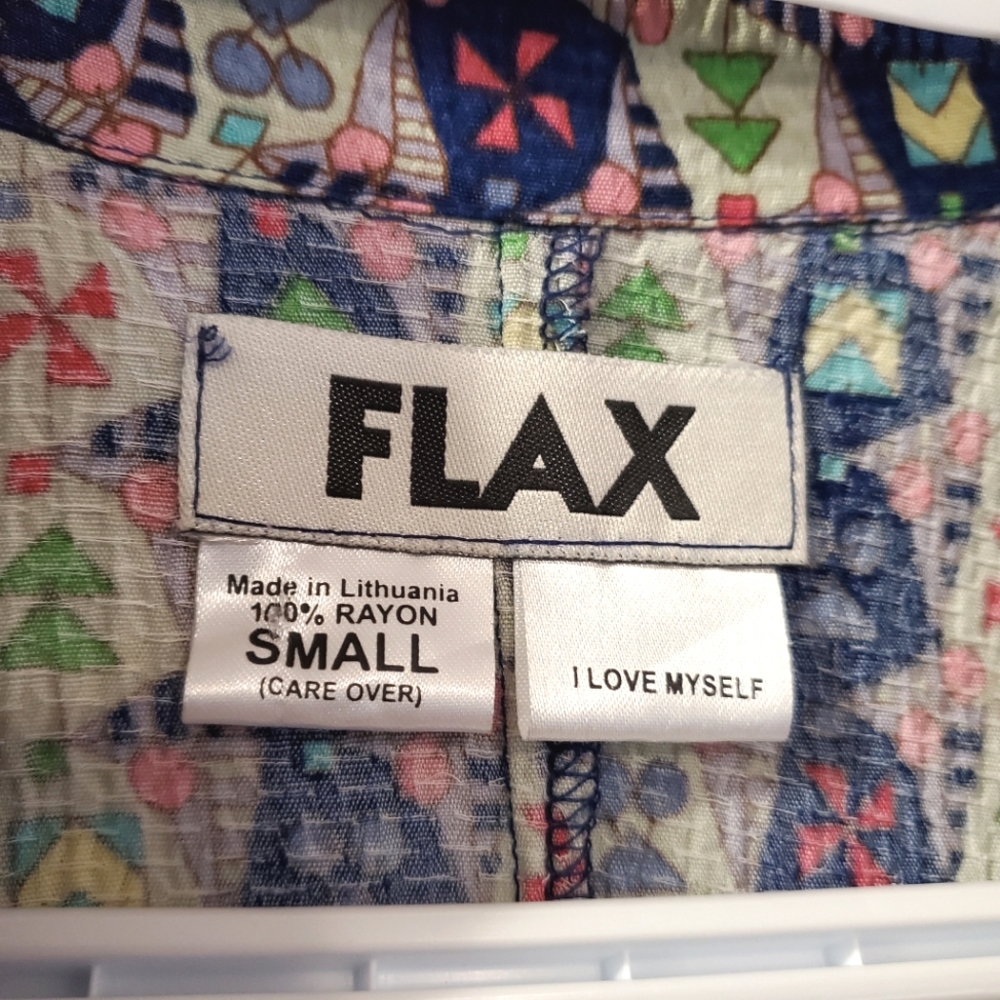 FLAX - Patterned Rayon Blouse - Size S - Picture 3 of 7